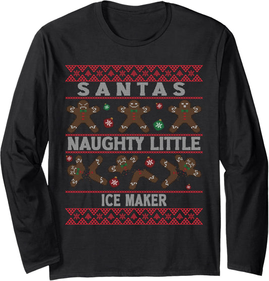 Ugly Christmas Xmas Santa Ice Maker Job Long Sleeve