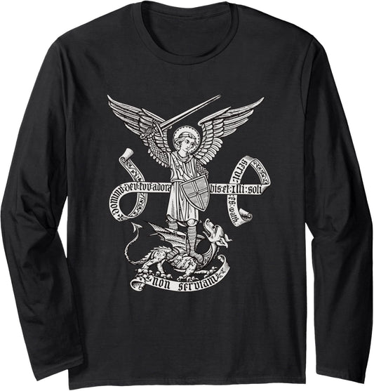 St Michael Archangel Catholic Angel defend us Long Sleeve
