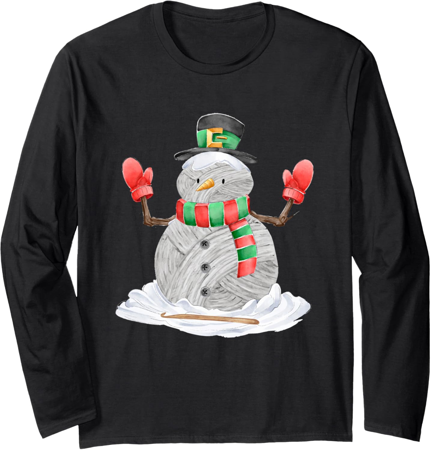 Funny Crocheting Christmas Idea Snowman Yarn Long Sleeve