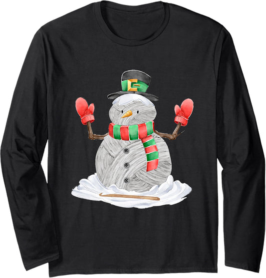 Funny Crocheting Christmas Idea Snowman Yarn Long Sleeve