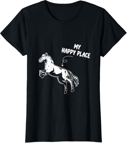 Womens My Happy Place Horse Riding Horse Lover For Women Girls