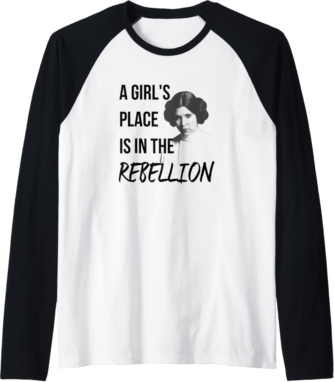 Star Wars Classic A Girl's Place Is In The Rebellion Leia Raglan Baseball Tee