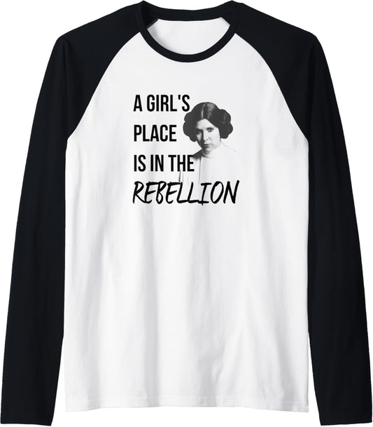 Star Wars Classic A Girl's Place Is In The Rebellion Leia Raglan Baseball Tee