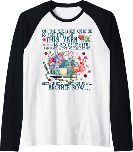 Funny Another Row Crocheting Knitting and Yarn Lover Tshirt Raglan Baseball Tee