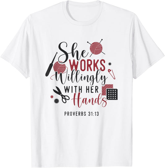 She Works Willingly With Her Hands Crocheting Yarn Knitting