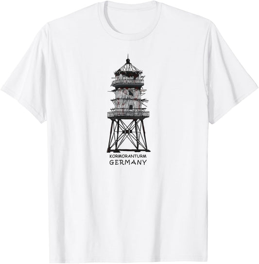 Cormorant Tower, Wadden Sea, Germany, Lost Places Drawing