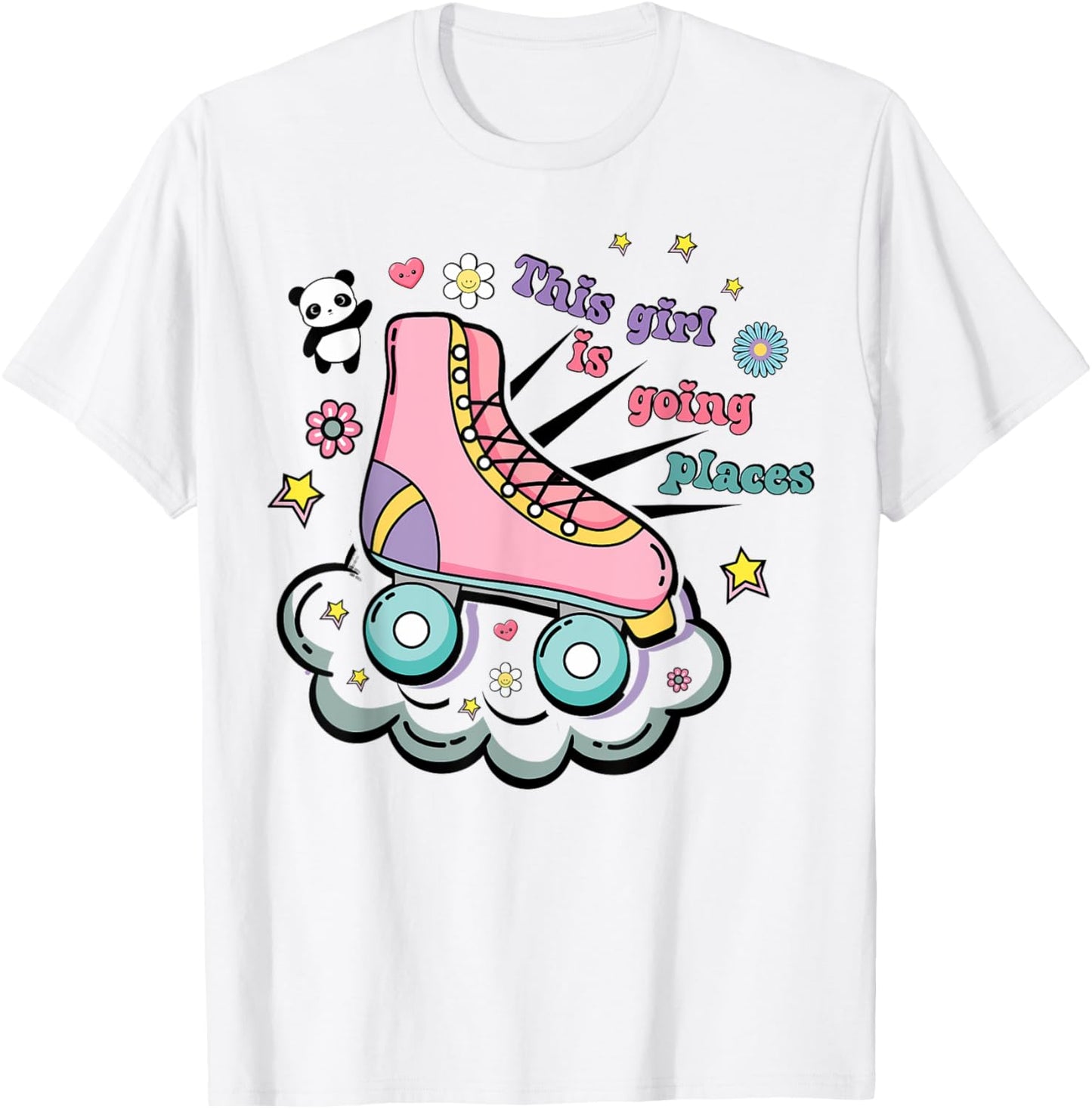 Retro Panda Stars Pink Rollerskate This Girl Is Going Places