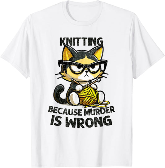 Cat Kitten Knitting knitting because murder is wrong
