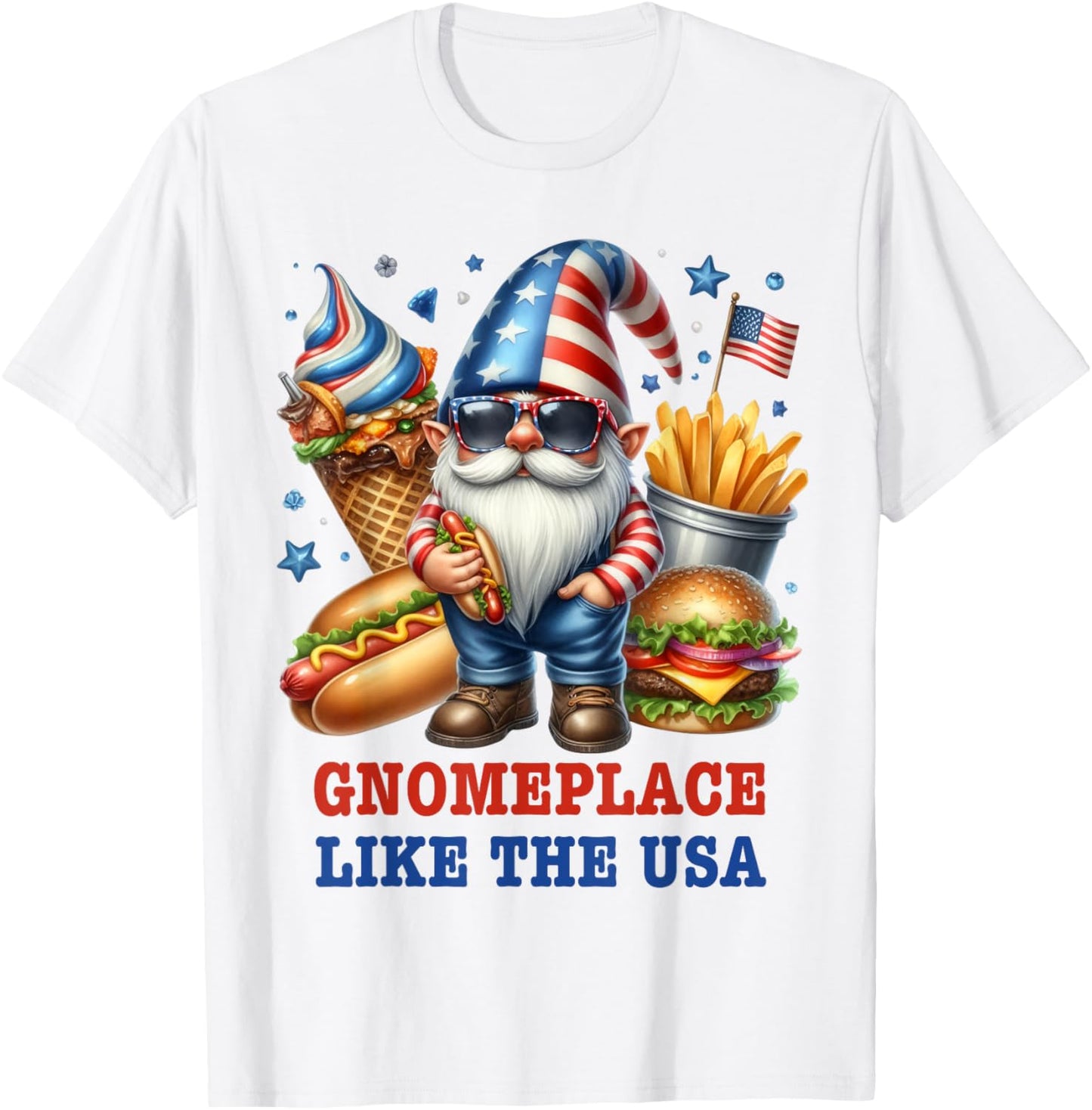 American Gnome Place Like the USA Hotdog, Fries, Hamburger