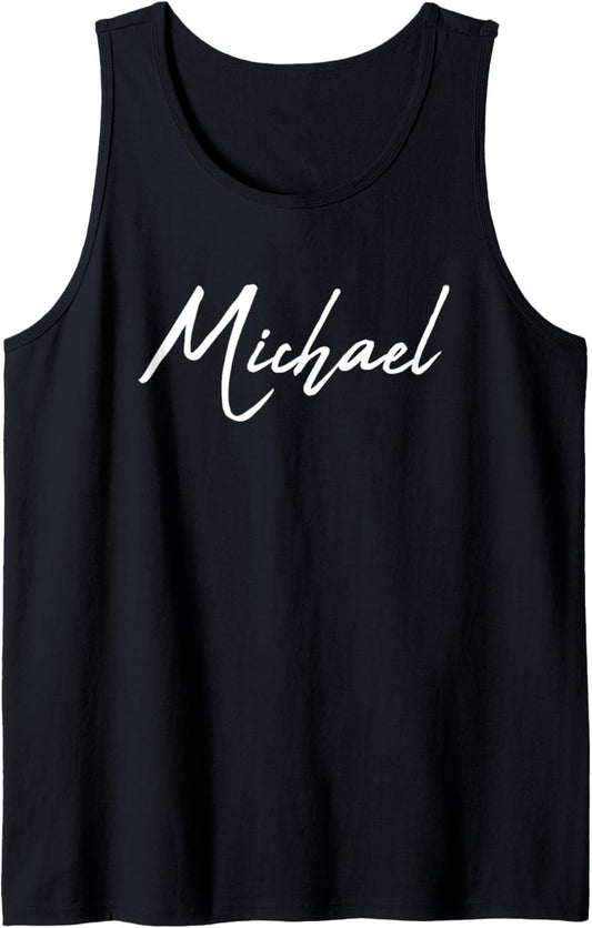 Beautiful Handwritten Font Michael Calligraphy Tank Top