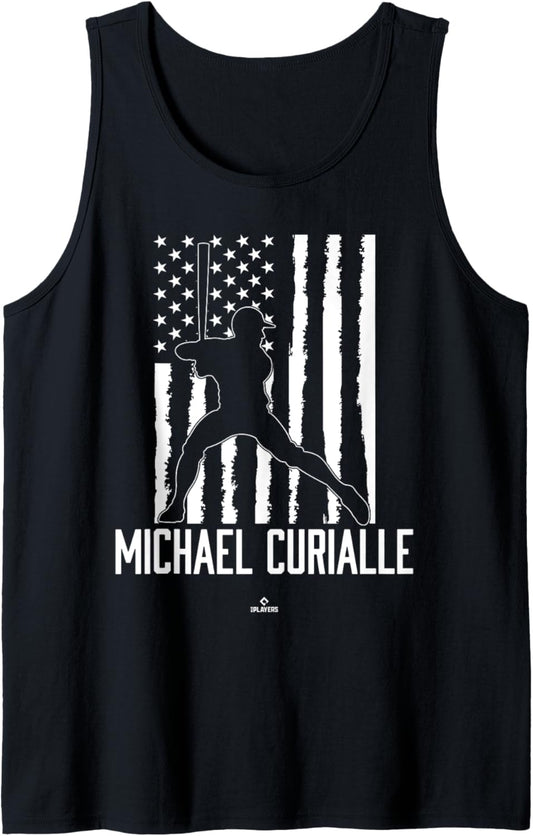 Distressed Flag Swing Michael Curialle Prospect Baseball Fan Tank Top