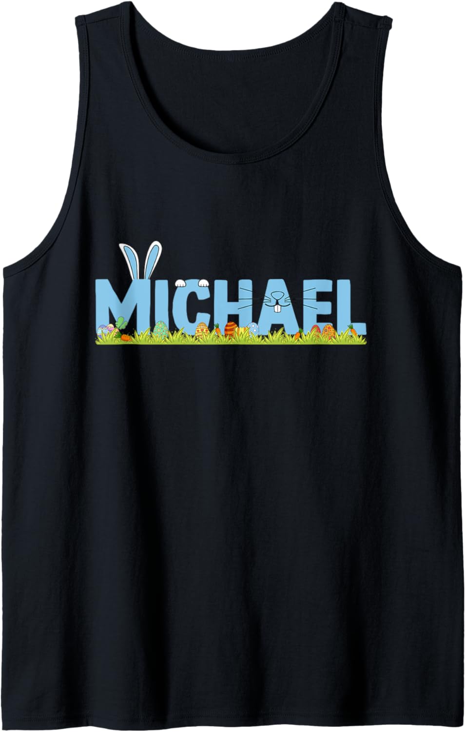 Cute Bunny Rabbit Happy Easter Day Kids Name Michael Tank Top