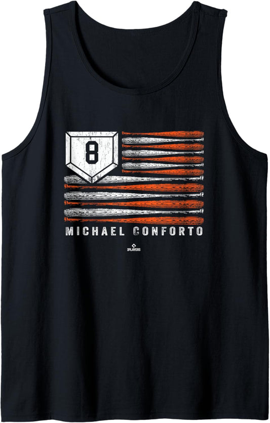 Vintage US Flag Baseball Stripes Michael Conforto MLBPA Tank Top