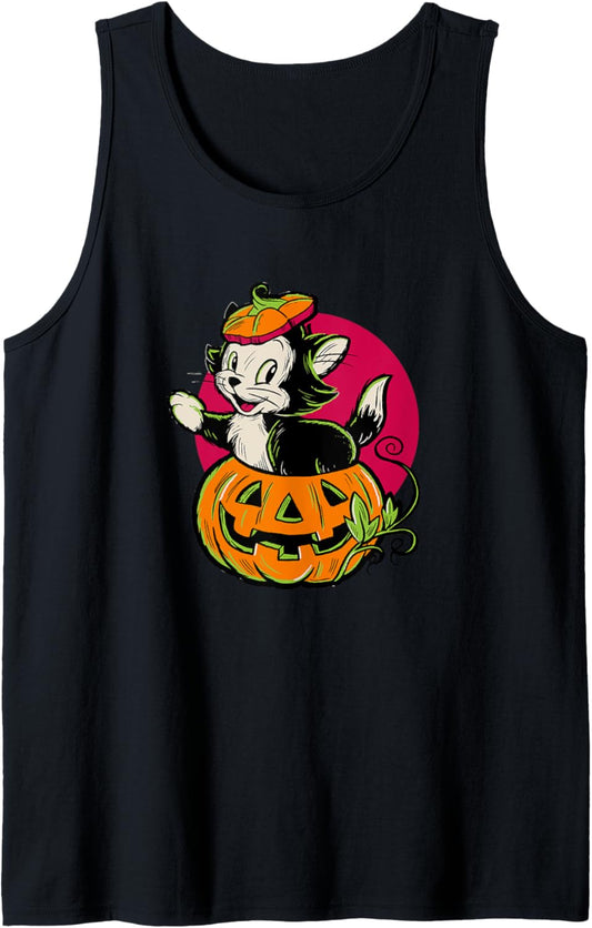 Disney Pinocchio Halloween Figaro Inside A Pumpkin Retro Tank Top