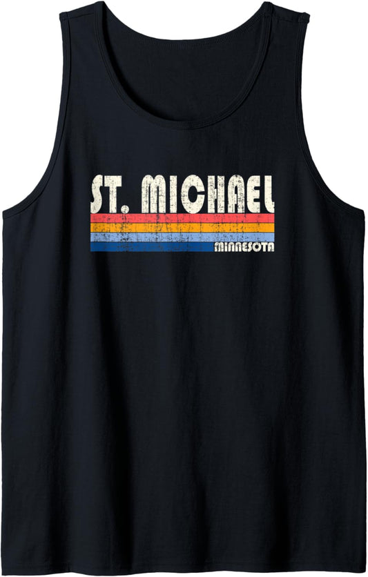 Vintage Retro 70s 80s Style Hometown of St. Michael, MN Tank Top