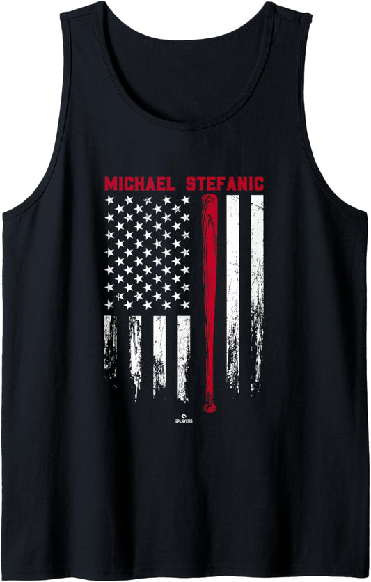 USA Flag Bat Michael Stefanic Los Angeles Baseball MLBPA Tank Top