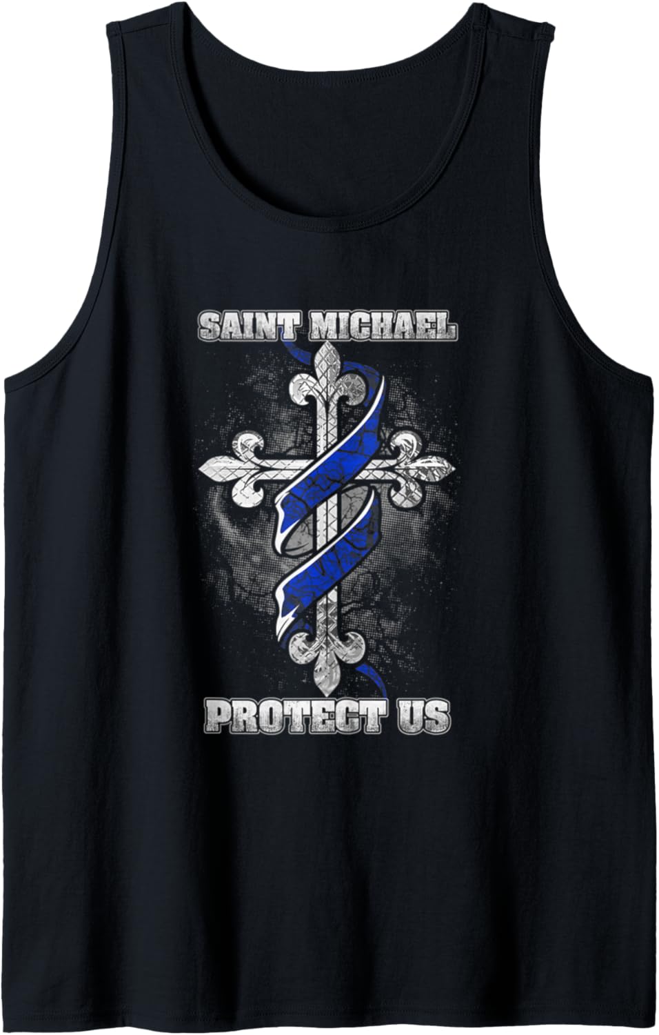 Thin Blue Line St. Michael Protect Us T-shirt Tank Top