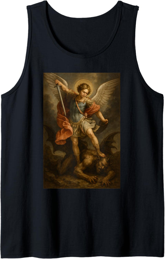 Archangel Michael Defeats Satan - St Michael Prayer Tank Top