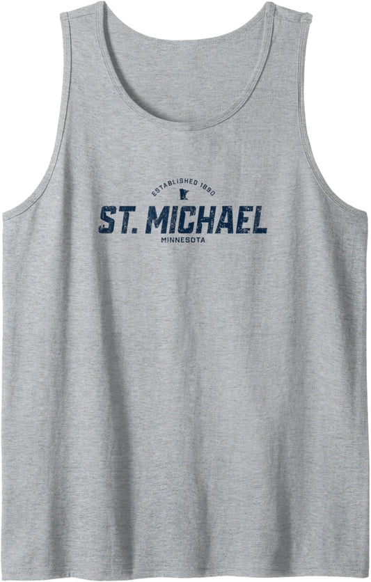 St. Michael Minnesota MN Vintage Athletic Navy Sports Logo Tank Top