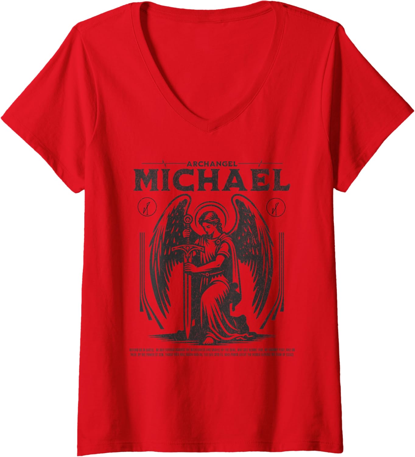 Womens Prayer of Archangel Michael Religious V-Neck