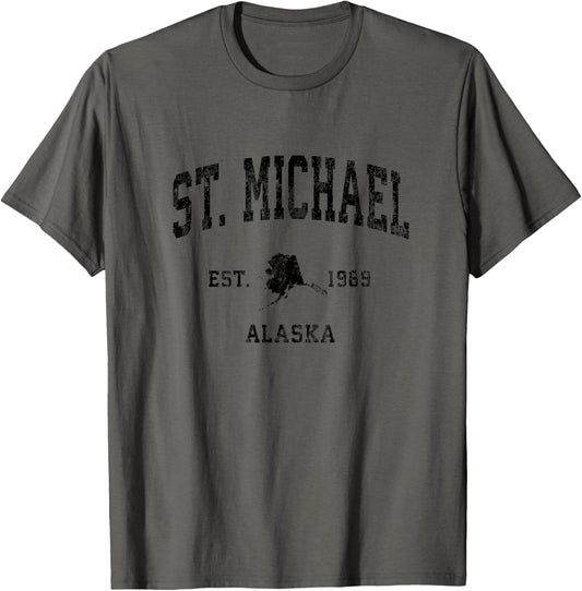 St. Michael Alaska AK Vintage Athletic Black Sports Design