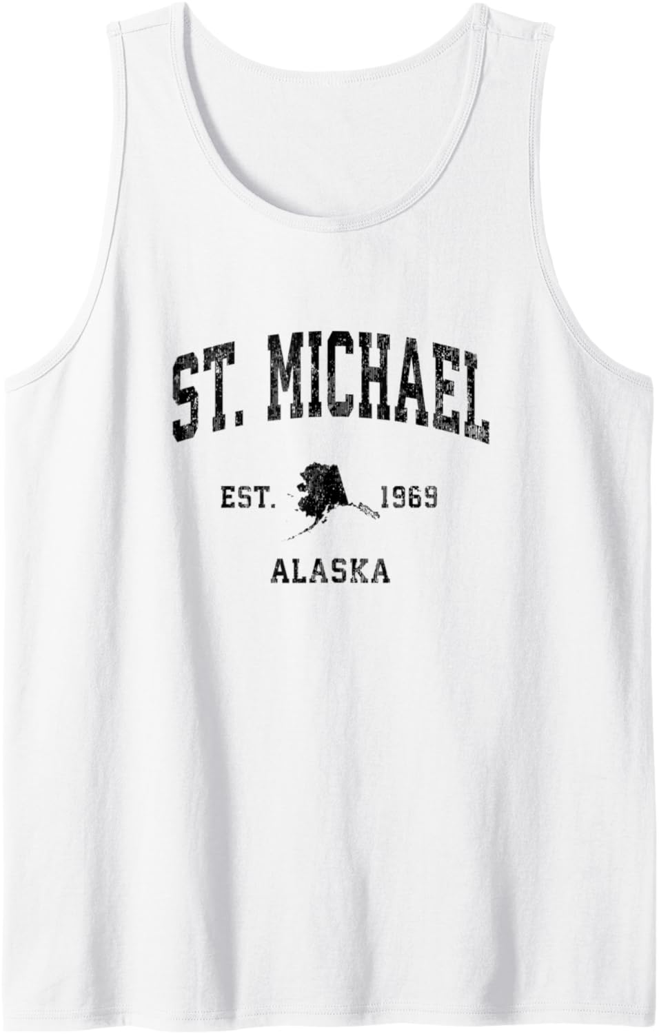 St. Michael Alaska AK Vintage Athletic Black Sports Design Tank Top