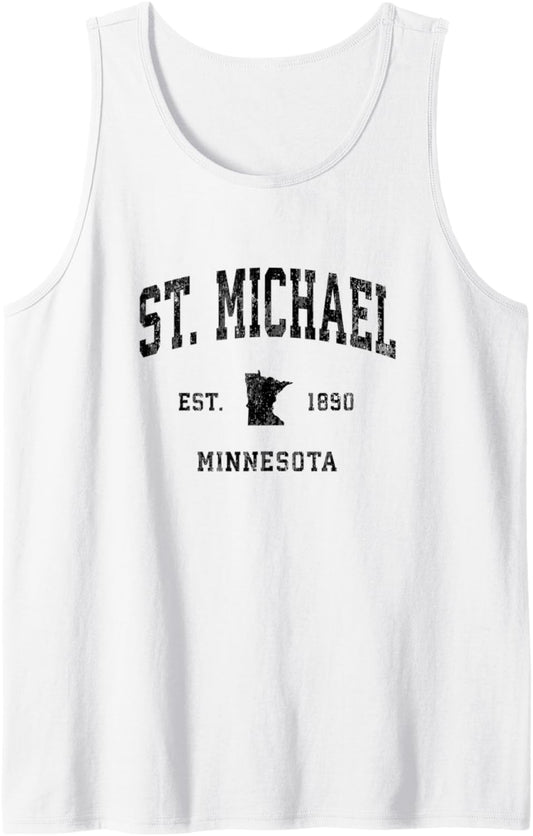 St. Michael Minnesota MN Vintage Athletic Black Sports Desig Tank Top