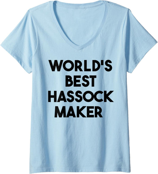 Womens World's Best Hassock Maker V-Neck
