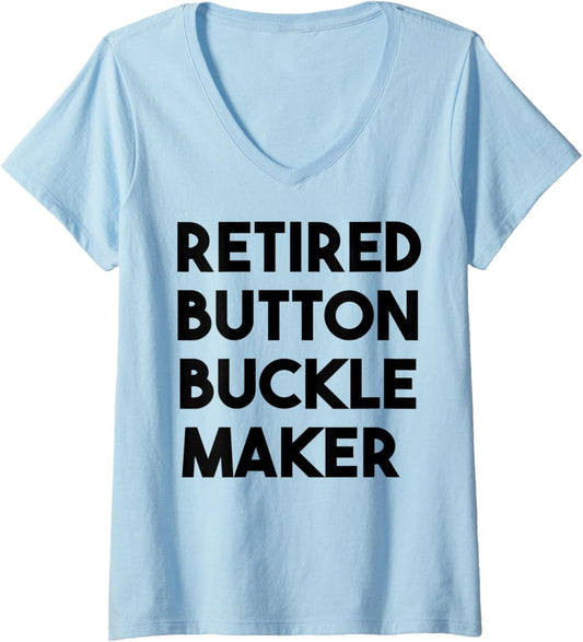 Womens Retired Button Buckle Maker V-Neck