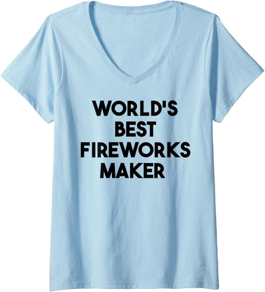 Womens World's Best Fireworks Maker V-Neck