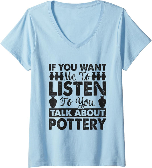 Womens Pottery Lover Funny Ceramic Clay Maker V-Neck