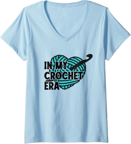 Womens In My Crochet Era Funny Crochet Yarn Knitting V-Neck
