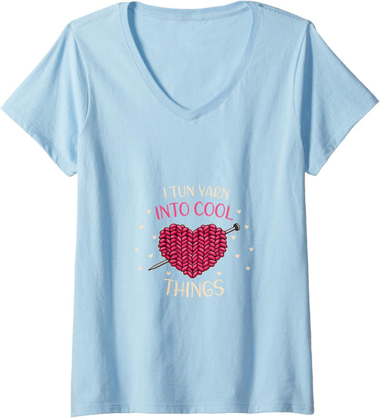 Womens I Turn Yarn into cool Things V-Neck
