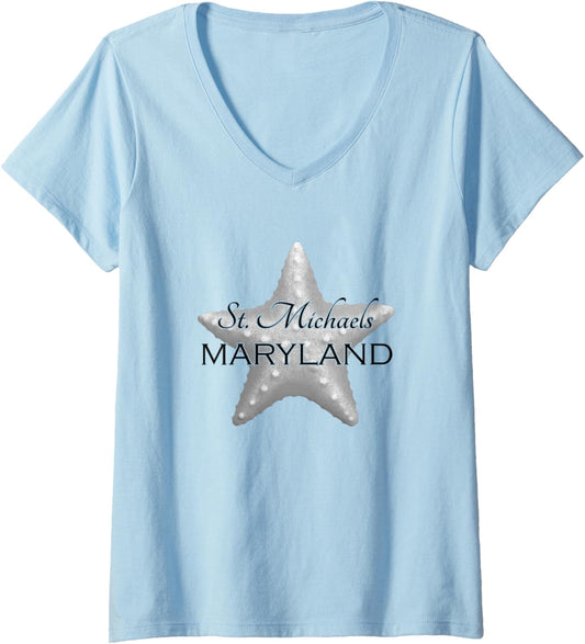 St. Michaels Maryland Beach Ocean V-Neck