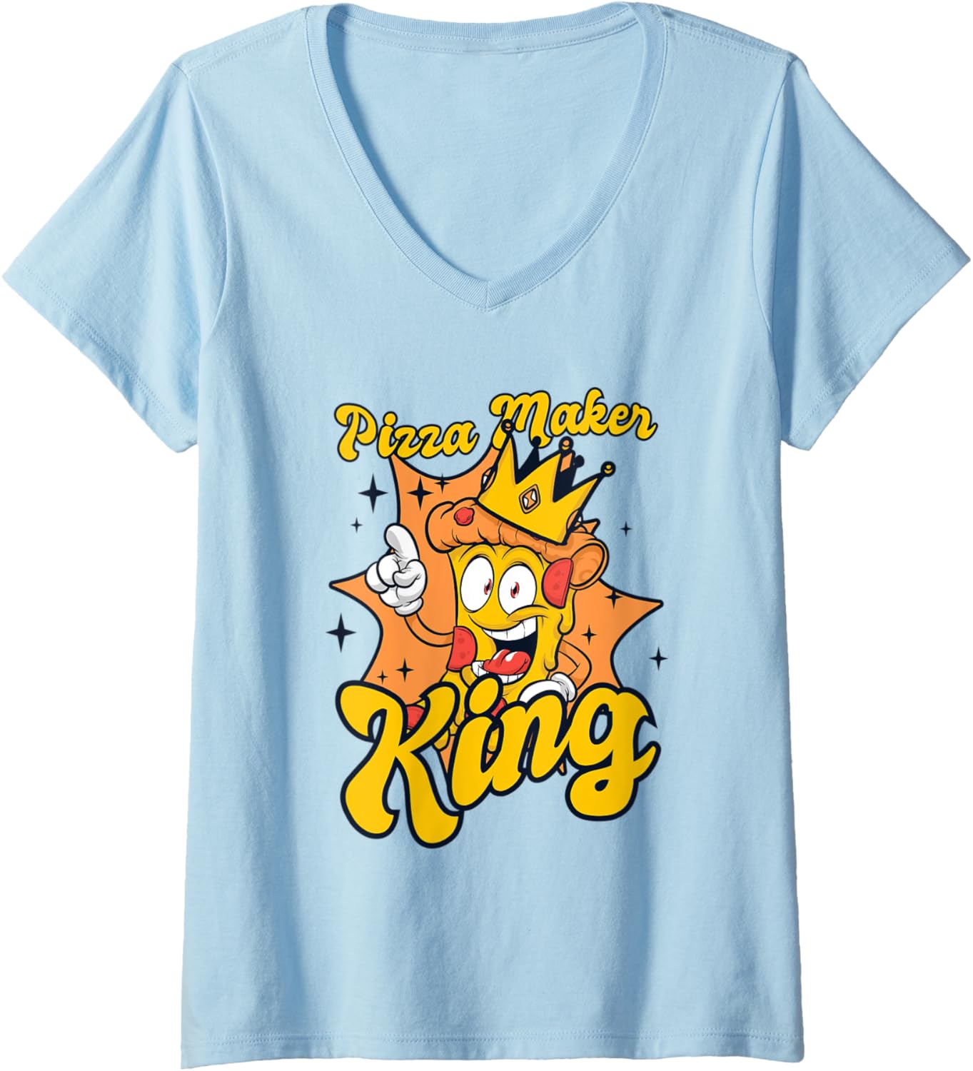 Womens Pizza Maker King Pizzeria Chef Baker Pizzaiolo Pizza Maker V-Neck