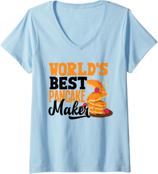 Womens Pankecake Maker Breakfast Worlds Best Pancake Maker V-Neck
