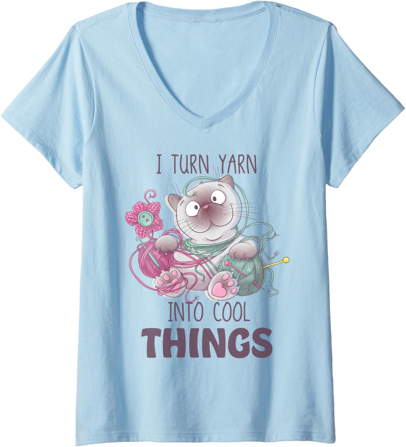 Womens Sewing Girl Knitting Knitter I Turn Yarn Into Cool Things V-Neck