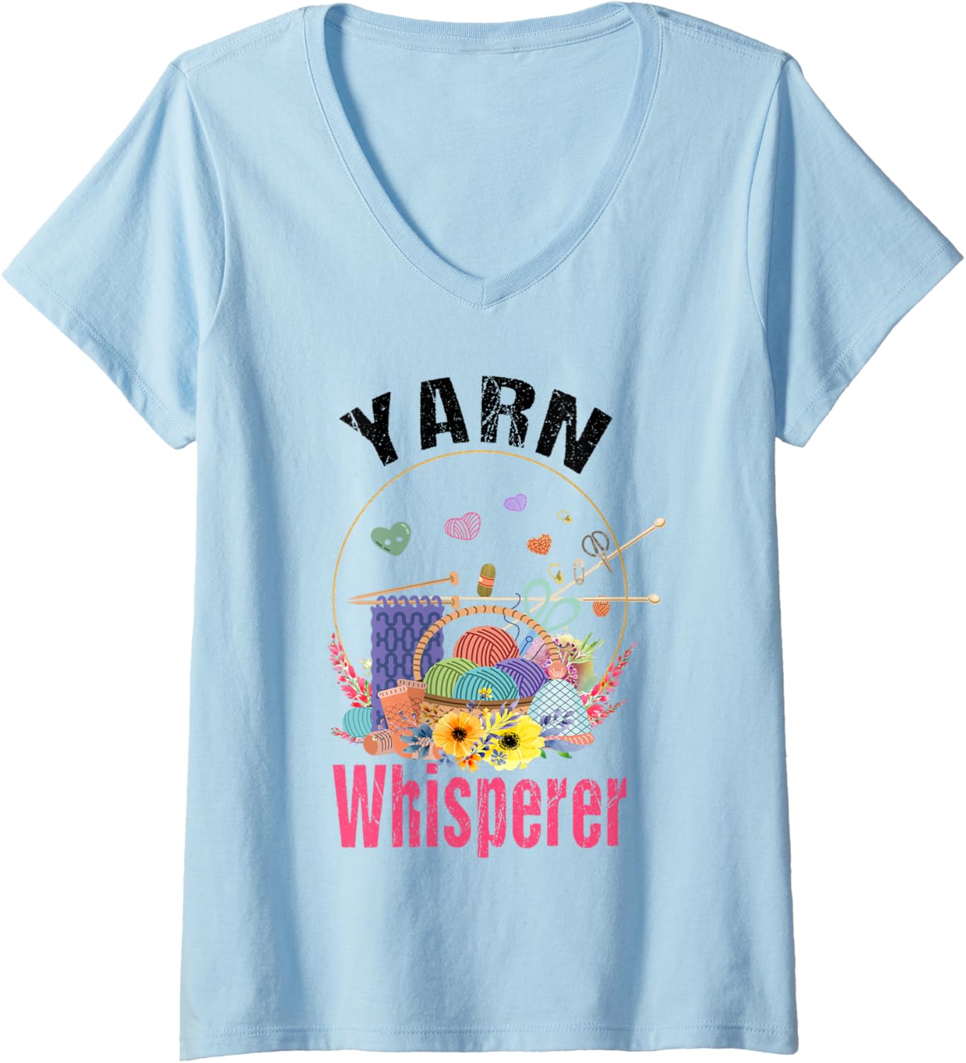 Funny Girl Knitter Yarn Whisperer For yarn Lover mom Grandma V-Neck