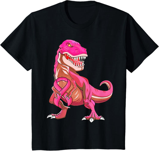 Pink Ribbon T-Rex Breast Cancer Awareness for Boys Kids