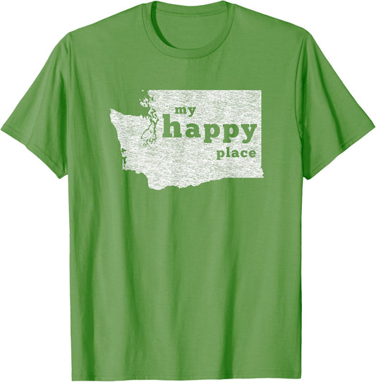 Washington T-Shirt Distressed Happy Place Tee