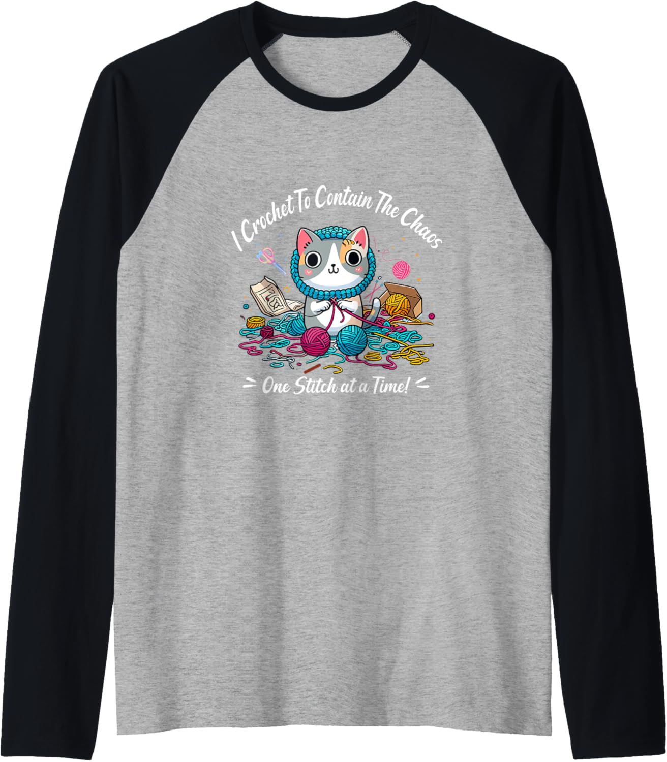 Funny Crochet Graphic Theme Tee Shirts Yarn Crochet Lover Raglan Baseball Tee