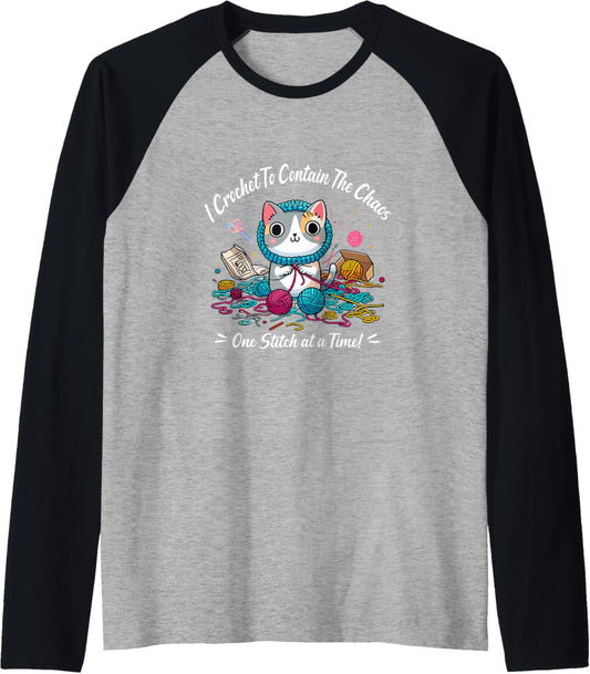 Funny Crochet Graphic Theme Tee Shirts Yarn Crochet Lover Raglan Baseball Tee