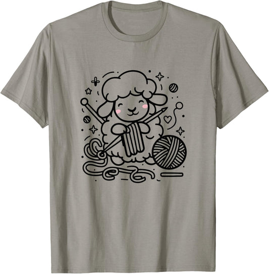 Cute Knitting Sheep Yarn Ball Art