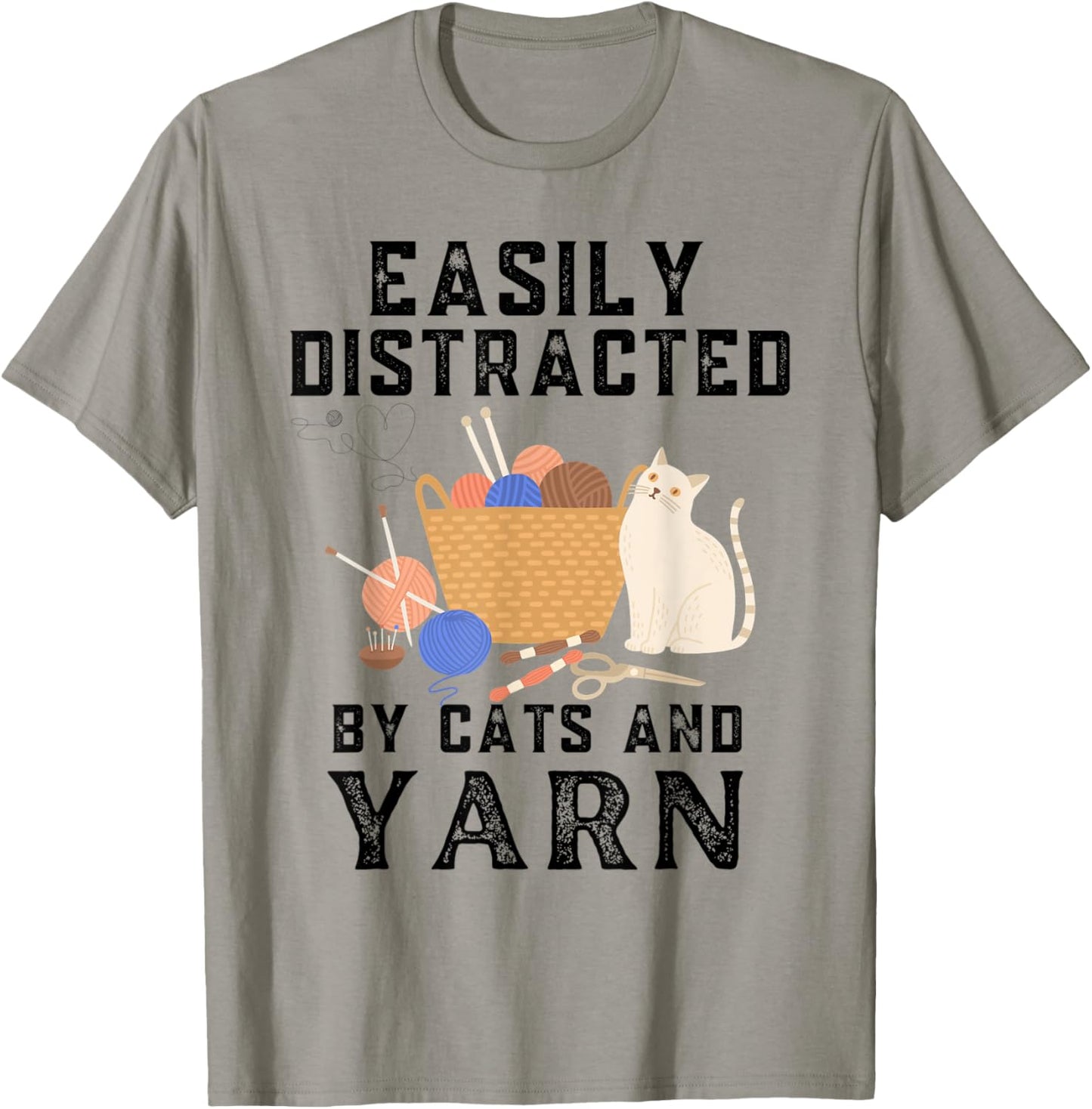 Funny Cats Quote, Easily Distracted By Cats And Yarn Lover