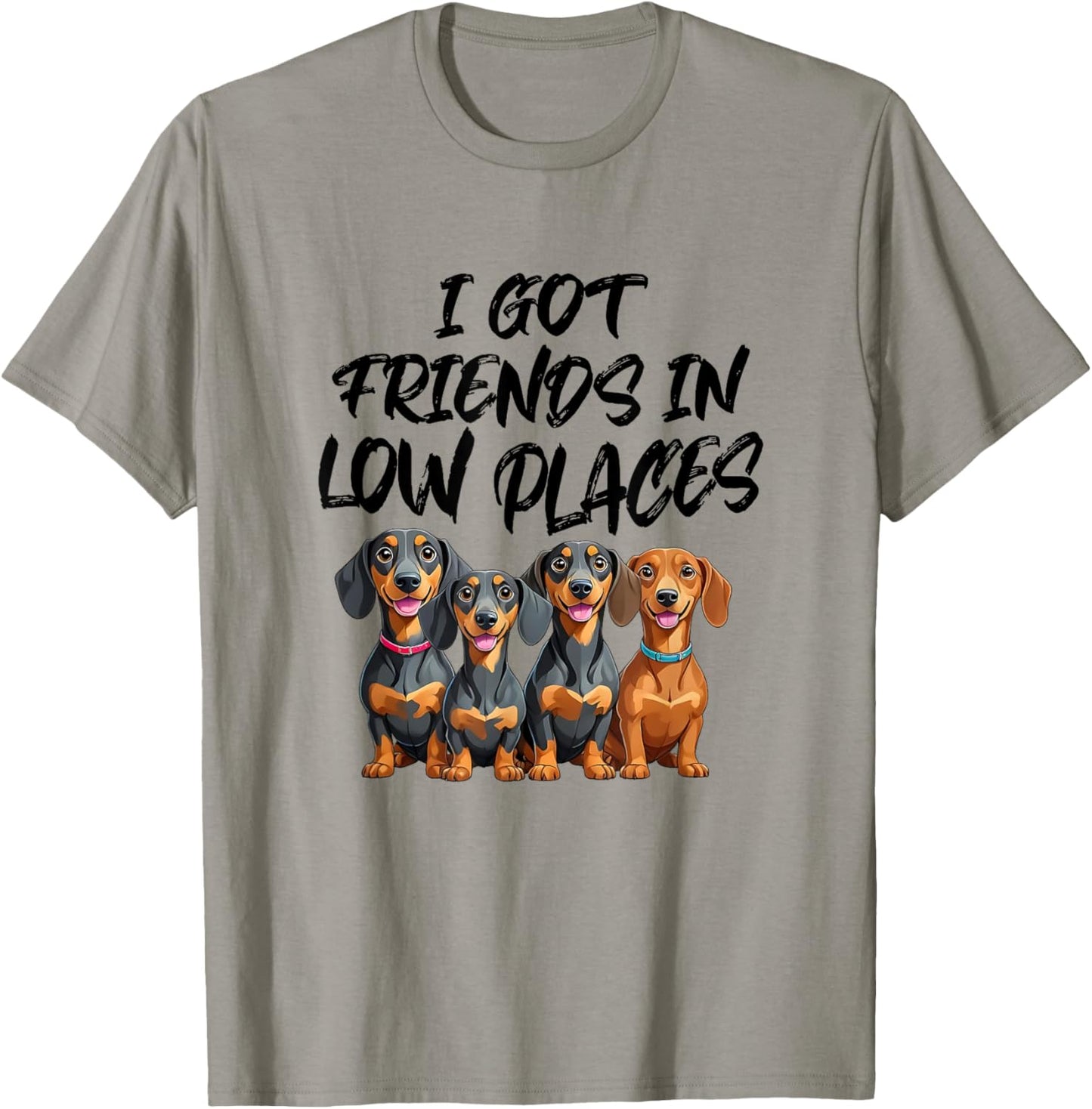 Funny Dachshund Dog Tee - Friends in Low Places Quote