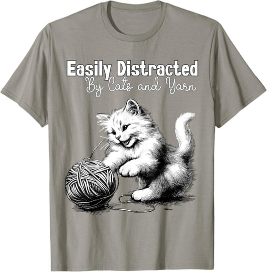 Adorable Knitting and Crochet Happy Cat Yarn Lovers Gift