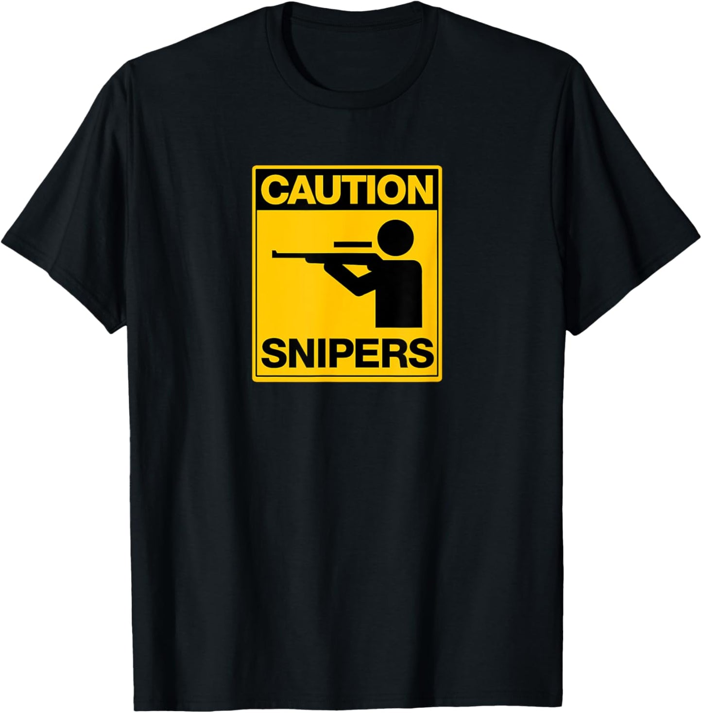 Caution Snipers T Shirt Funny FPS Gamer, Rifle Scope Design