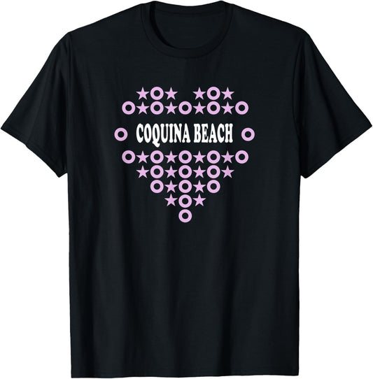 Coquina Beach Pink Heart A Great Place T-Shirt for Men Women Kids