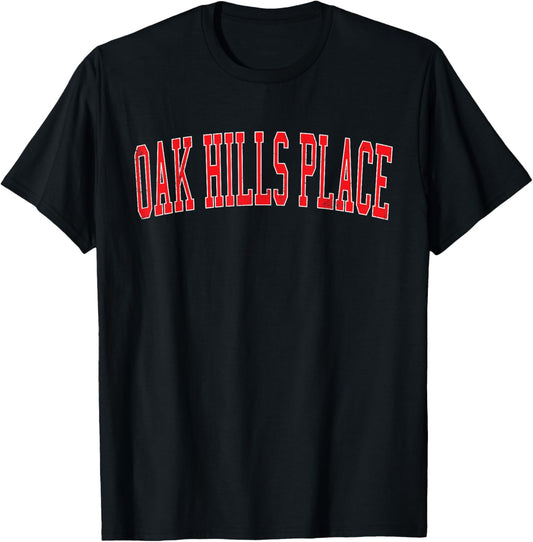 Vintage Oak Hills Place LA Distressed Red Varsity Style