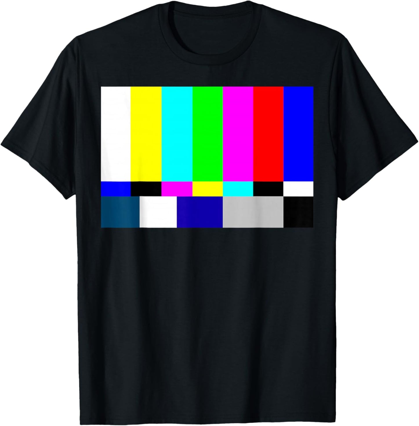 Retro 90s 80s 70s Filmmaker Gifts Off Air Tv Color Bars Unisex Adult T-Shirt Black Small Classic Fit Short Sleeve